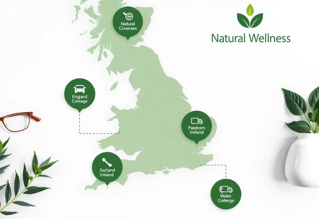 UK delivery map showing Natural Wellness Hub service coverage across the United Kingdom