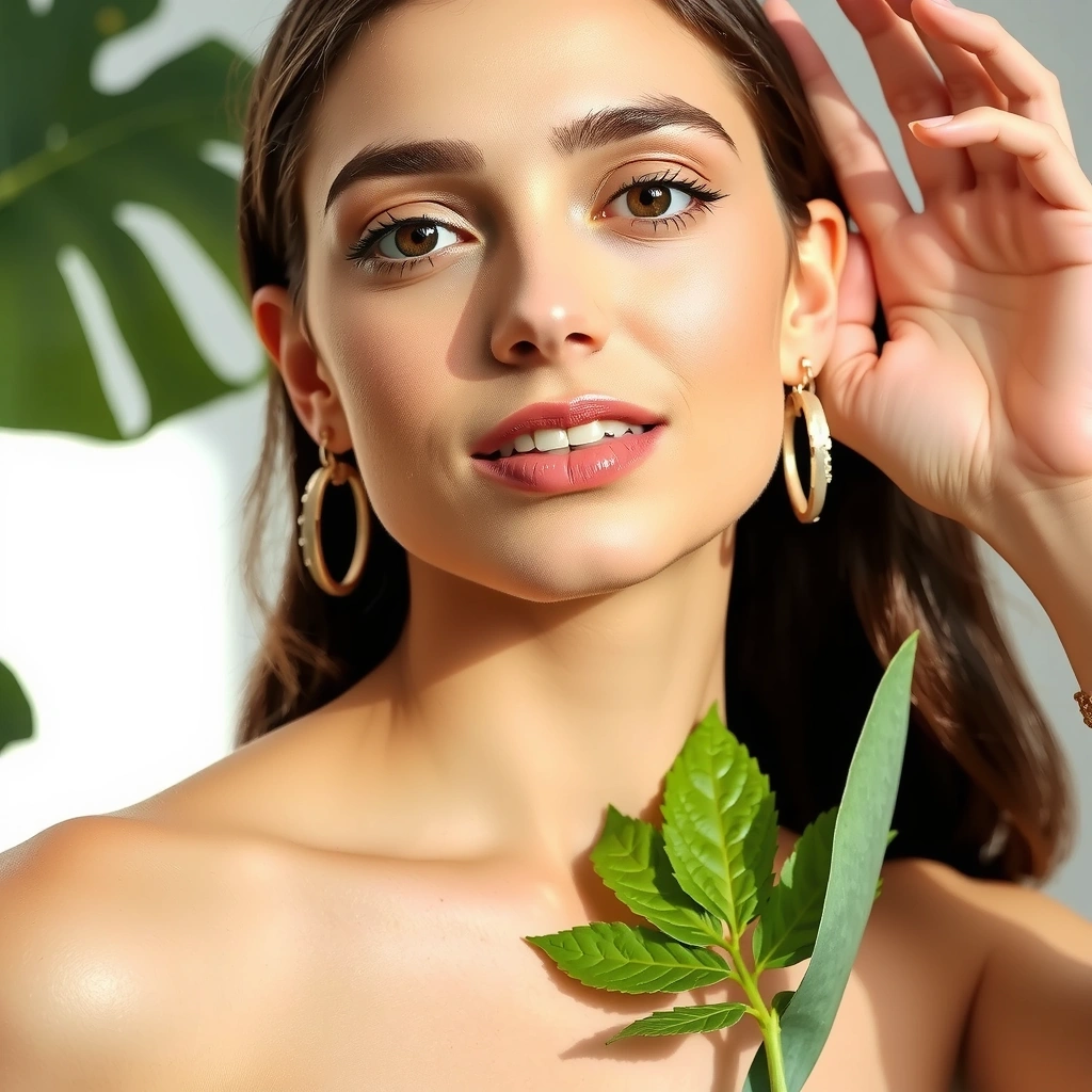 Confident woman with glowing healthy skin